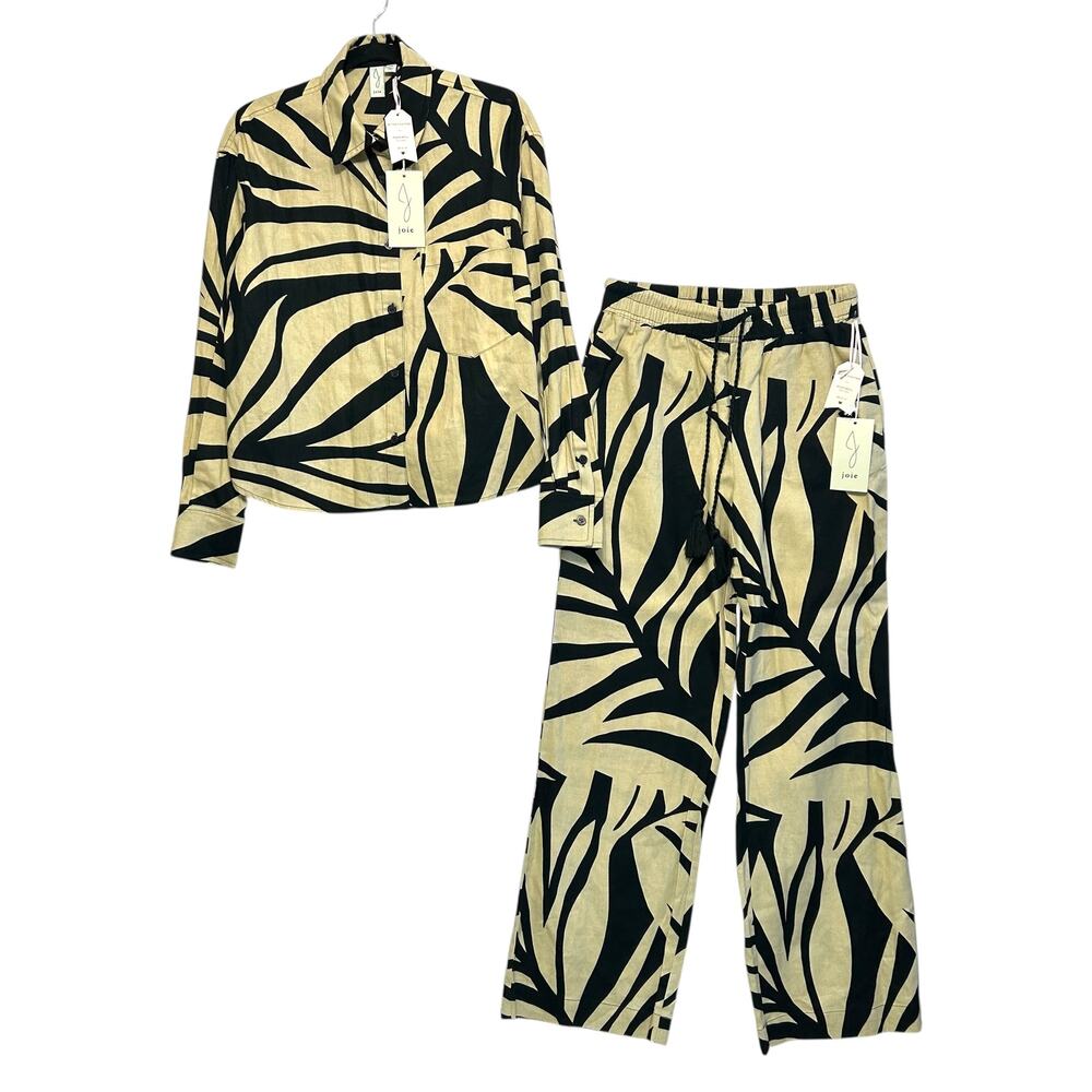 Joie Two-Piece Zebra Print Set in Black and Beige